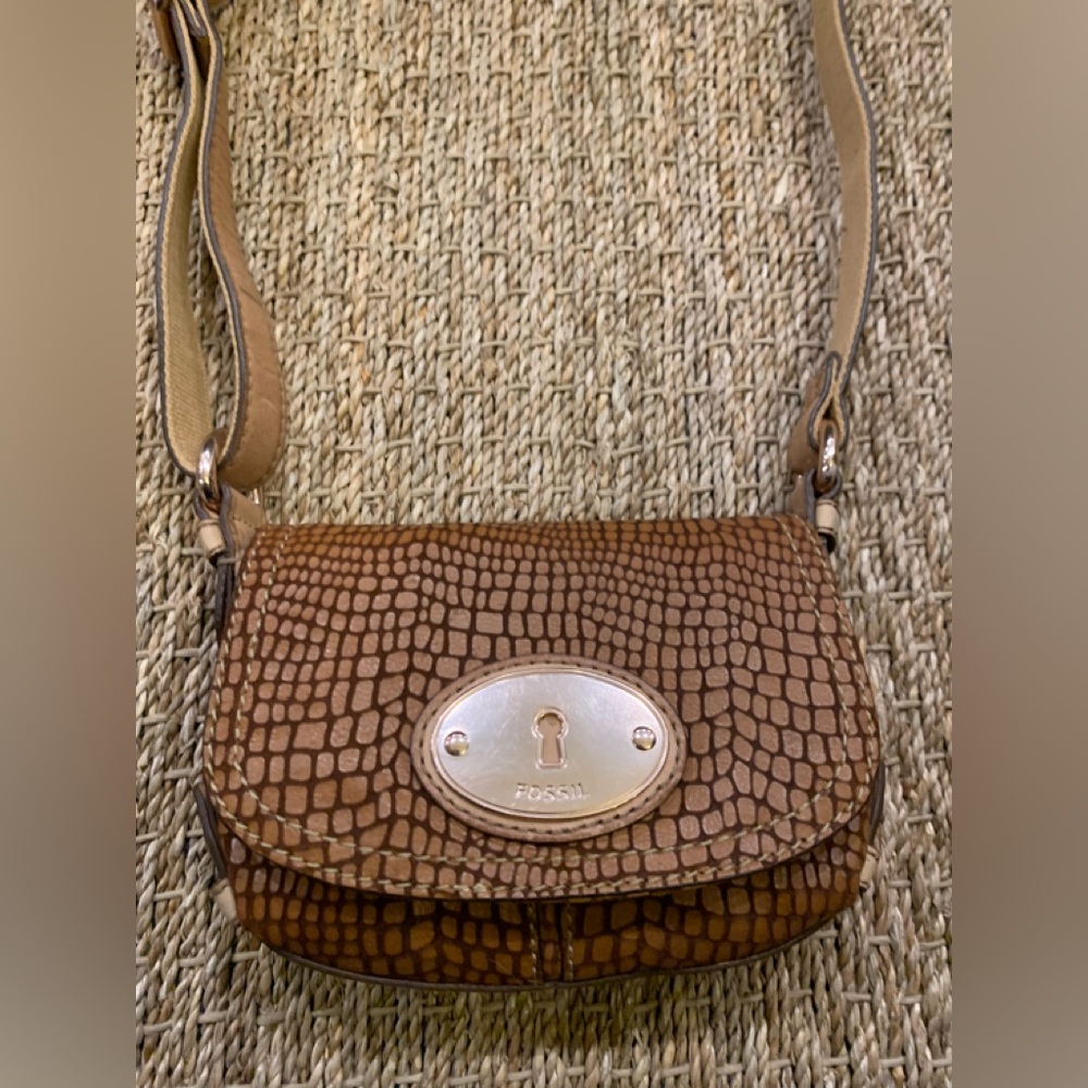 FOSSIL SNAKE EMBOSSED MINI SMALL CROSSBODY TEXTURED BAG PURSE
